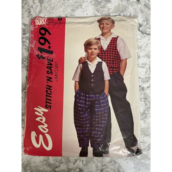 McCall's Stitch'n Save 6082 Boy's Shirt, Vest & Pants Pattern - Sizes 8-14 cut - Picture 1 of 3